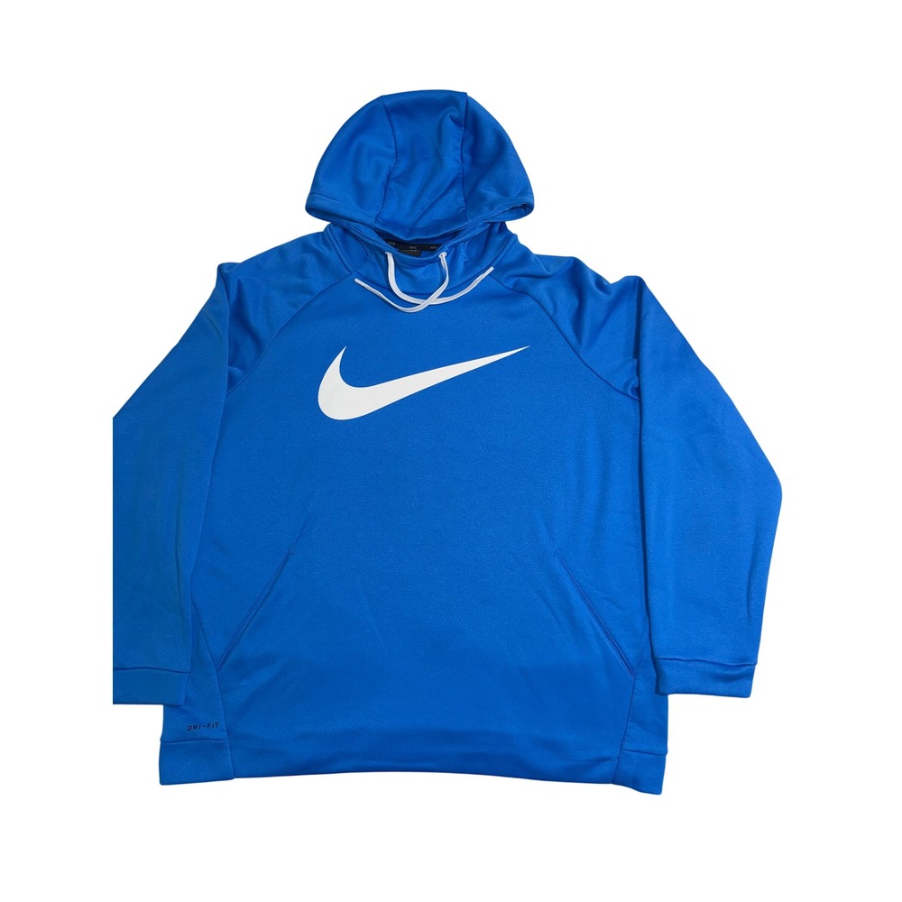 Nike Dri-FIT Mens XXL Royal Blue Swoosh Logo Hoodie Pullover Training Sweatshirt